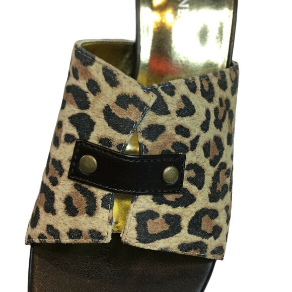Ladies Women Animal Print Suede Low Kitten Heels Slip On Party Heels Size 8 u - Picture 3 of 6